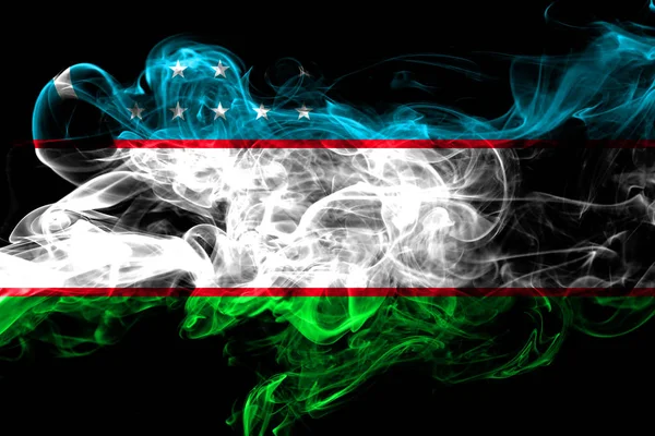 Uzbekistan Bandiera Fumante Colorata 2018 — Foto Stock