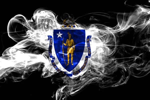 Massachusetts Colorful Smoking Flag 2018 — Stock Photo, Image