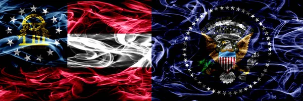 Georgia Presidente Los Estados Unidos Coloridas Banderas Humo Concepto Colocados —  Fotos de Stock
