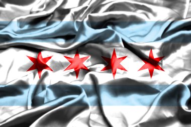 Chicago, Illinois bayrak rüzgarda sallayarak. Amerika Birleşik Devletleri