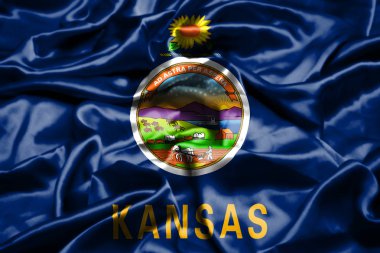 Kansas bayrak rüzgarda sallayarak. Amerika Birleşik Devletleri