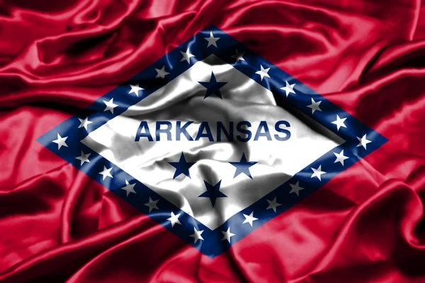 Arkansas Mávání Vlajkami Větru Spojené Státy Americké — Stock fotografie
