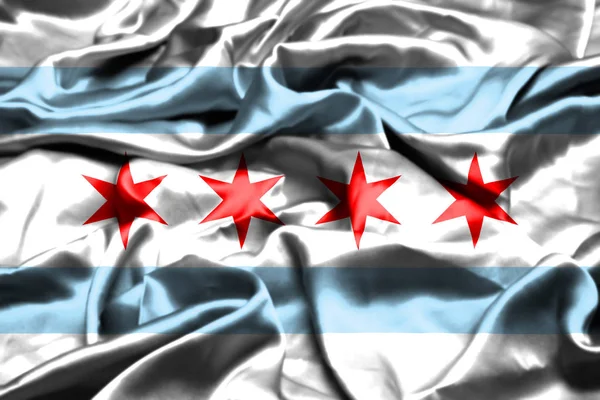 Chicago, Illinois flag waving in the wind. United States of America