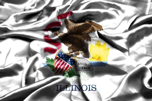 Bandeira Illinois Acenando Vento Estados Unidos América — Fotografia de Stock