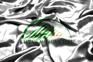 Morgan Hill, California bayrak rüzgarda sallayarak. Amerika Birleşik Devletleri