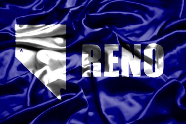Reno, Nevada bayrak rüzgarda sallayarak. Amerika Birleşik Devletleri