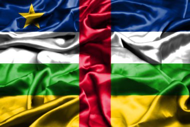 Rüzgarda sallayarak Orta Afrika Cumhuriyeti bayrağı