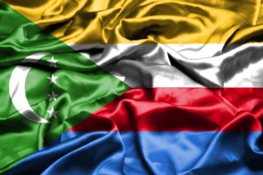 rüzgarda sallayarak Komor bayrağı