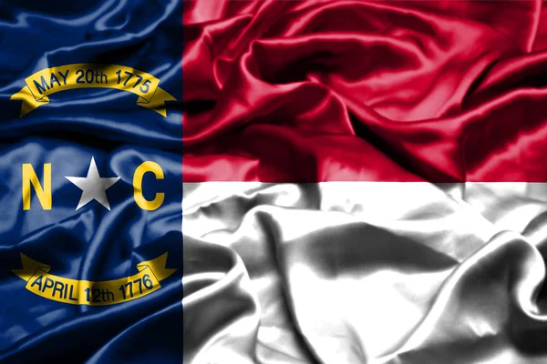 North Carolina flag waving in the wind. United States of America