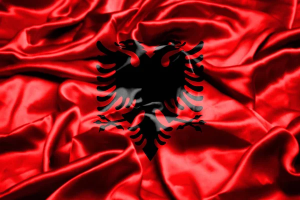 Albanien Flagge Weht Wind — Stockfoto