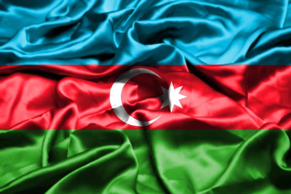 Azerbeidzjaanse Vlag Wapperend Wind — Stockfoto