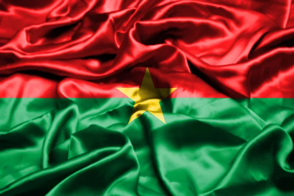 Burkina Faso Vlajka Vlnící Větru — Stock fotografie