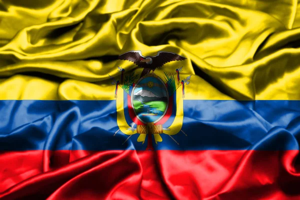 Ekvádor Mávání Vlajkami Větru — Stock fotografie