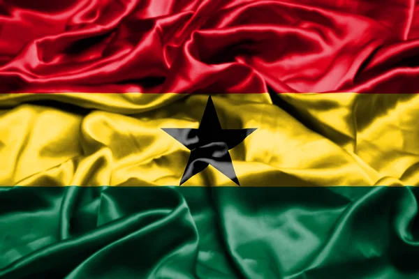 Bandera Ghana Ondeando Viento — Foto de Stock