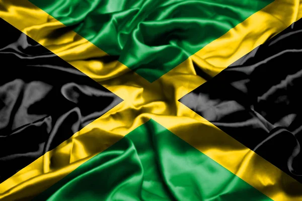 Bandiera Giamaicana Sventola Nel Vento — Foto Stock