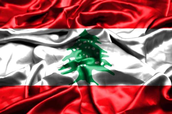 Флаг Ливана Развевающийся Ветру — стоковое фото