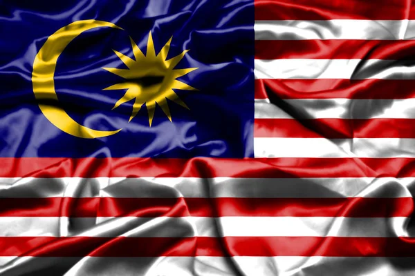 Μαλαισία Σημαία Που Κυματίζει Στον Άνεμο — Φωτογραφία Αρχείου