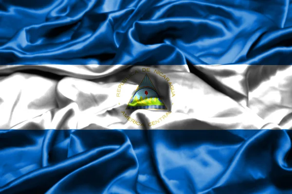 Bandeira Nicarágua Acenando Vento — Fotografia de Stock