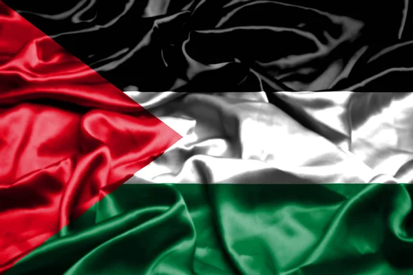 Bandeira Palestina Acenando Vento — Fotografia de Stock