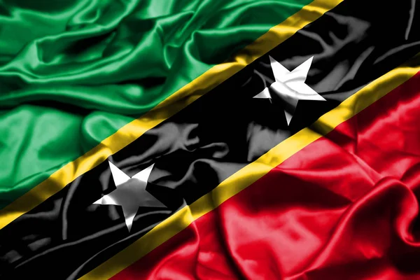 Флаг Сент Китса Невиса Развевается Ветру — стоковое фото