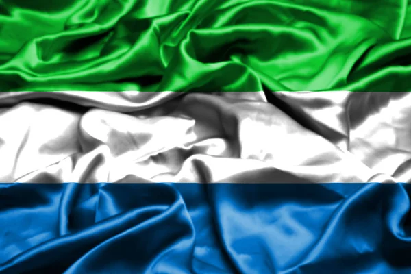 Sierra Leone Bayrağı Rüzgarda Dalgalanıyor — Stok fotoğraf