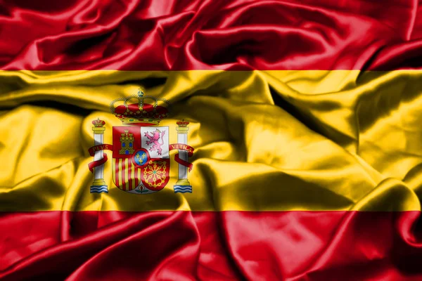 Spaniens Flagge Weht Wind — Stockfoto