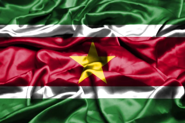 Surinam Vlajka Vlnící Větru — Stock fotografie
