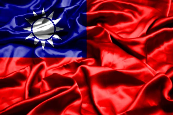風に揺れる台湾国旗 — ストック写真