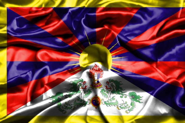 Bandeira Tibete Acenando Vento — Fotografia de Stock