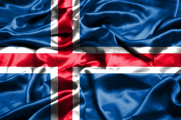 冰岛国旗在风中飘扬 — 图库照片#