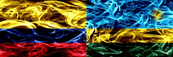 Colombia Rwanda Rwandiska Röker Flaggor Placeras Sida Vid Sida Tjock — Stockfoto