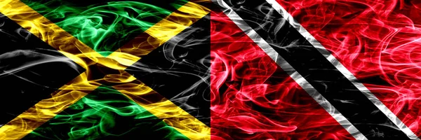 Trinidad Tobago Jamaika Bayrakları Yan Yana Yerleştirilmiş Duman Trinidad Tobago — Stok fotoğraf