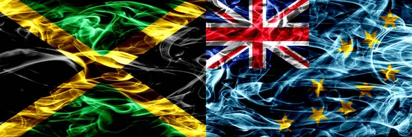 Jamaica Tuvalu Tuvalanische Rauchfahnen Nebeneinander Dicke Seidige Rauchfahnen Aus Jamaikanischen — Stockfoto