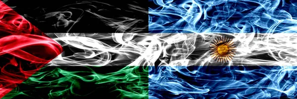 Palesztina Argentína Argentin Füst Zászlók Egymás Mellé Vastag Színes Füst — Stock Fotó