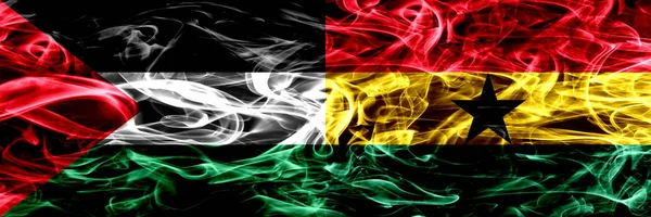 Palestyna Ghana Ghański Pali Flagi Umieszczone Obok Siebie Gruby Kolorowe — Zdjęcie stockowe
