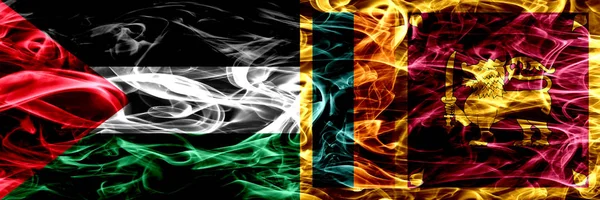 Palesztina Srí Lanka Srí Lanka Füst Zászlók Egymás Mellé Vastag — Stock Fotó