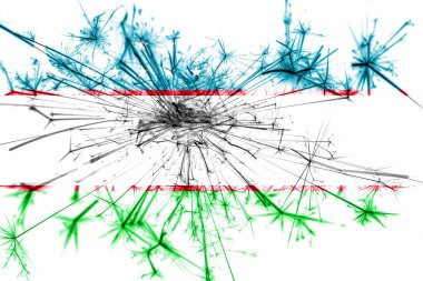 Özbekistan bayrağı köpüklü havai fişekler. Yeni yıl 2019 ve Noel partisi konsepti