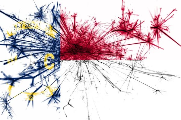 Severní Karolína Ohňostroje Šumivé Vlajky Nový Rok 2019 Vánoční Večírek — Stock fotografie