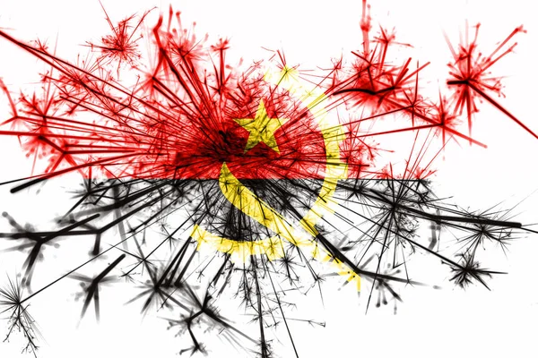 Angola Vuurwerk Mousserend Vlag Nieuwjaar 2019 Kerstmis Partij Concept — Stockfoto