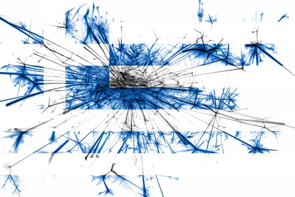 Řecko Ohňostroje Šumivé Vlajky Nový Rok 2019 Vánoční Večírek Koncept — Stock fotografie