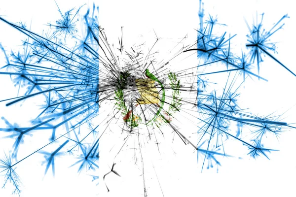 危地马拉烟花波光粼粼的旗帜 2019新年与圣诞派对理念 — 图库照片