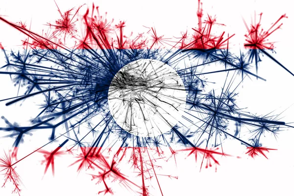 Laos Fyrverkerier Mousserande Flagga Nytt 2019 Och Christmas Party Konceptet — Stockfoto