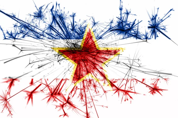 Joegoslavië Vuurwerk Mousserend Vlag Nieuwjaar 2019 Kerstmis Partij Concept — Stockfoto