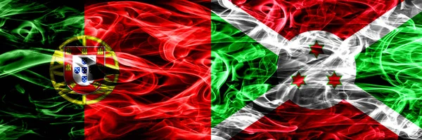 Portugal Burundi Burundian Smoke Flags Placed Side Side Thick Colored — Stock Photo, Image