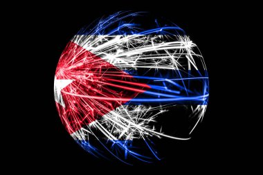 Küba köpüklü bayrak, siyah arka plan üzerine izole Noel top kavramı soyut