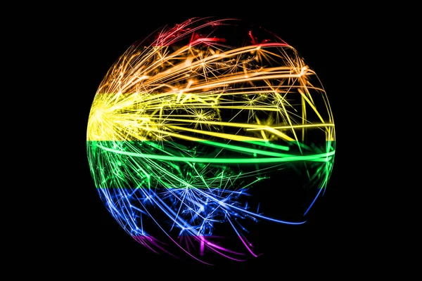 Abstract Gay Sparkling Flag Christmas Ball Concept Isolated Black Background — Stock Photo, Image