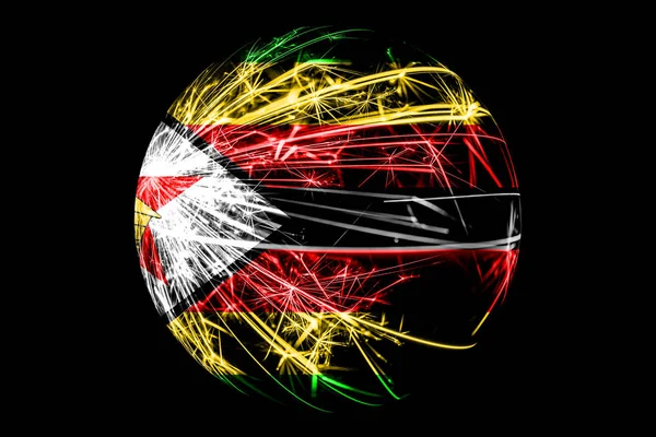 Abstracte Zimbabwe Sprankelende Vlag Kerst Bal Concept Geïsoleerd Zwarte Achtergrond — Stockfoto