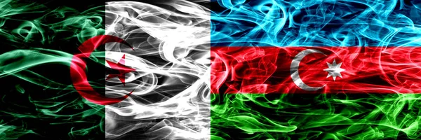 Argelia Argelia Azerbaiyán Banderas Humo Azerbaiyán Colocadas Una Lado Otra — Foto de Stock