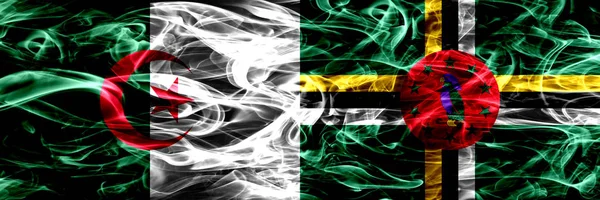 Algeria Algerian Dominica Smoke Flags Placed Side Side Concept Idea — Stock Photo, Image