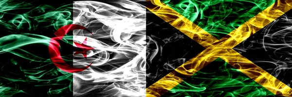 Algeria Algerian Jamaica Jamaican Smoke Flags Placed Side Side Concept — Stock Photo, Image